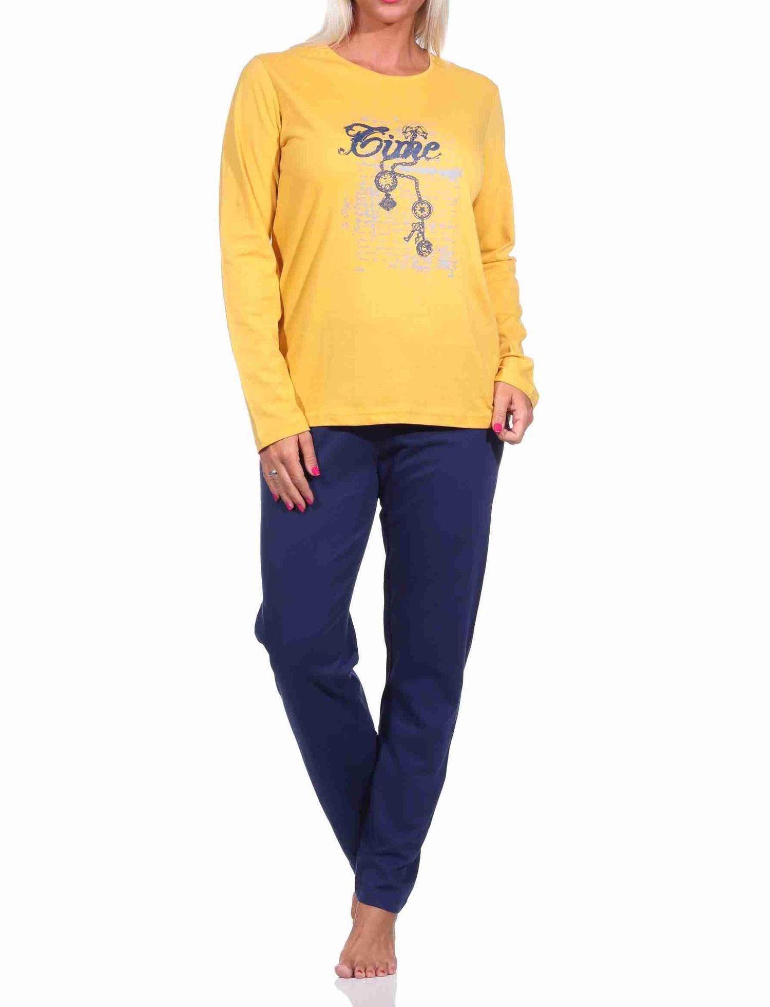 RELAX by Normann Pyjama Damen langarm Schlafanzug mit Frontprint - 212 10 900