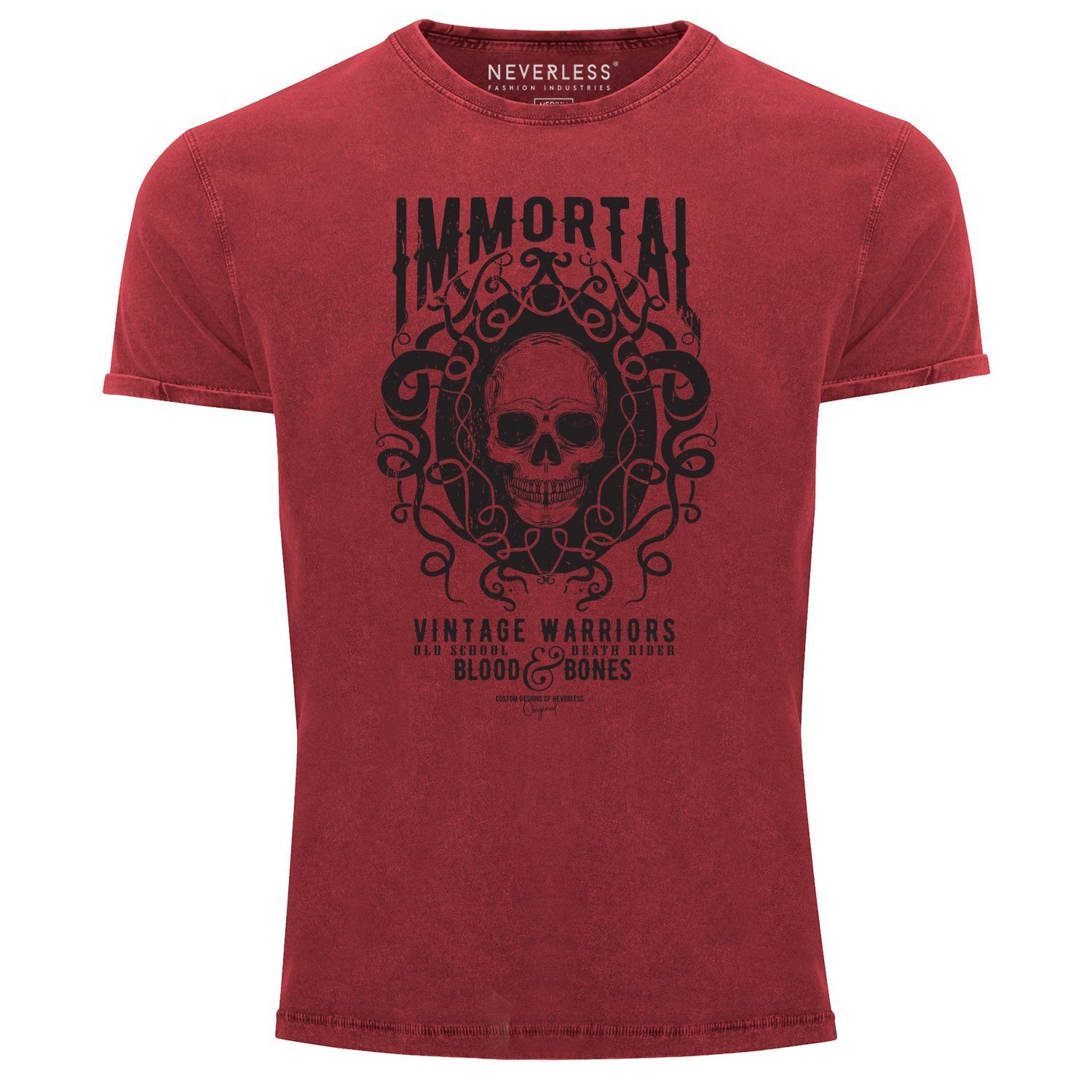 Print-Shirt Neverless® Herren T-Shirt Vintage Shirt Printshirt Immortal Skull