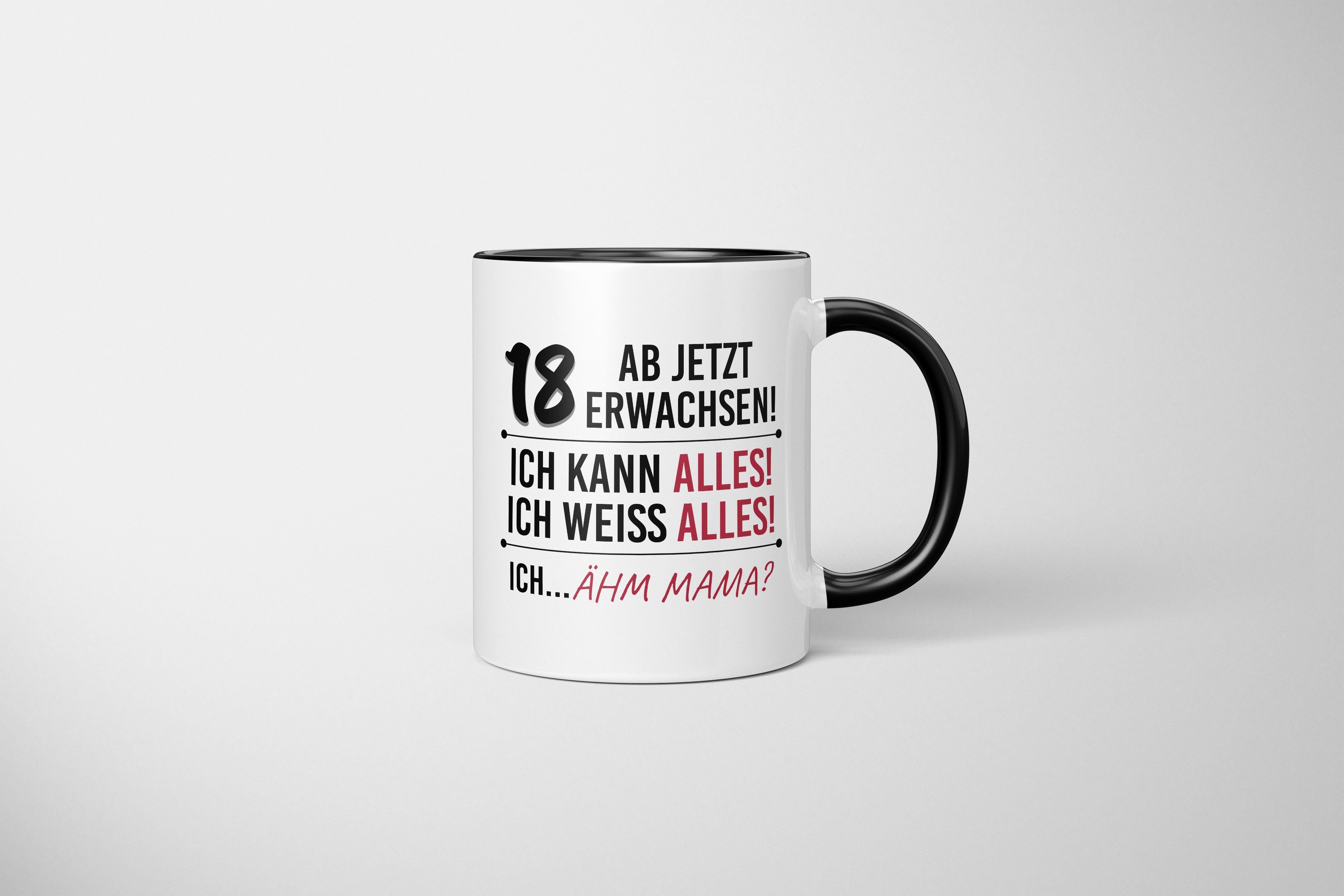 TassenTicker Tasse TassenTicker - Ab zum Geburtstag 18 - jetzt Schwarz Geschenk erwachsen