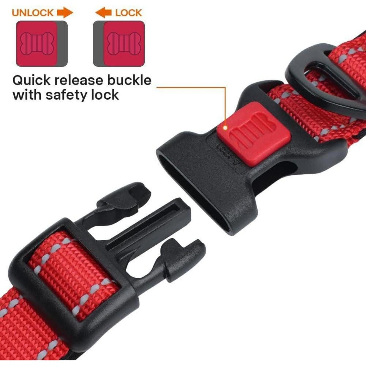 LuxusKollektion Hunde-Halsband Hundehalsband Rot M Neopren Gepolstert Reflektor