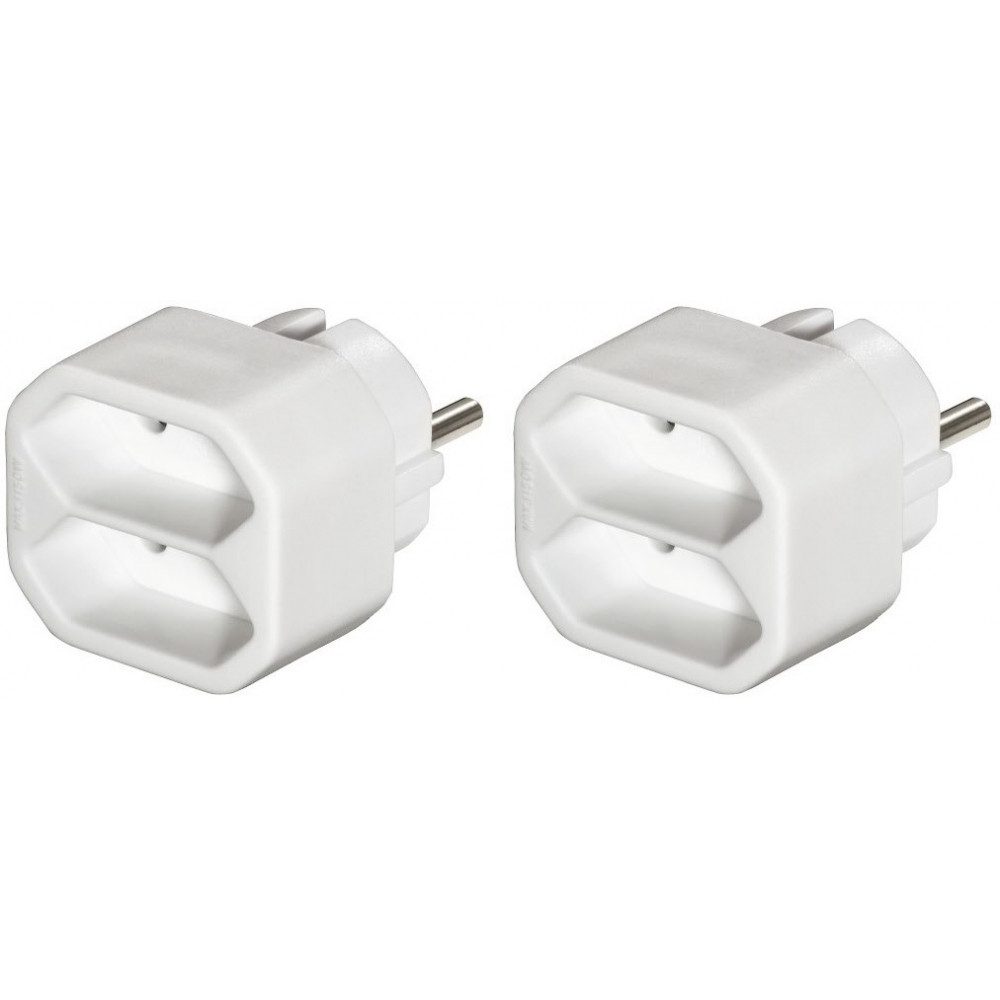 Hama Steckdose Hama Steckdosenadapter 2-fach Doppelpack, Doppelpack 2-fach Steckdose für Innenräume, Kabellos