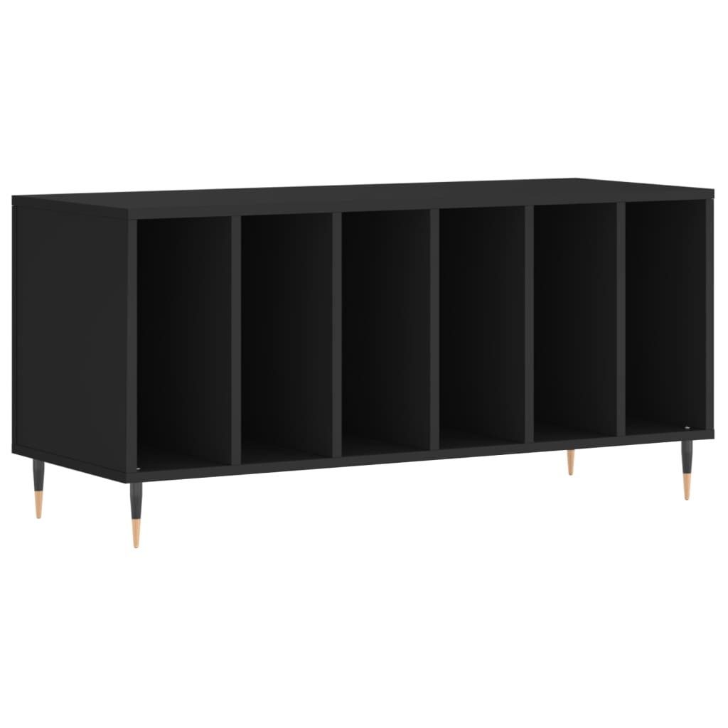 furnicato Media-Regal Schallplattenschrank 100x38x48 cm Schwarz aus Holzwerkstoff und Eisen, 1-tlg., LP-Regal mit Ablagefläche für Plattenspieler und stabilen Beinen