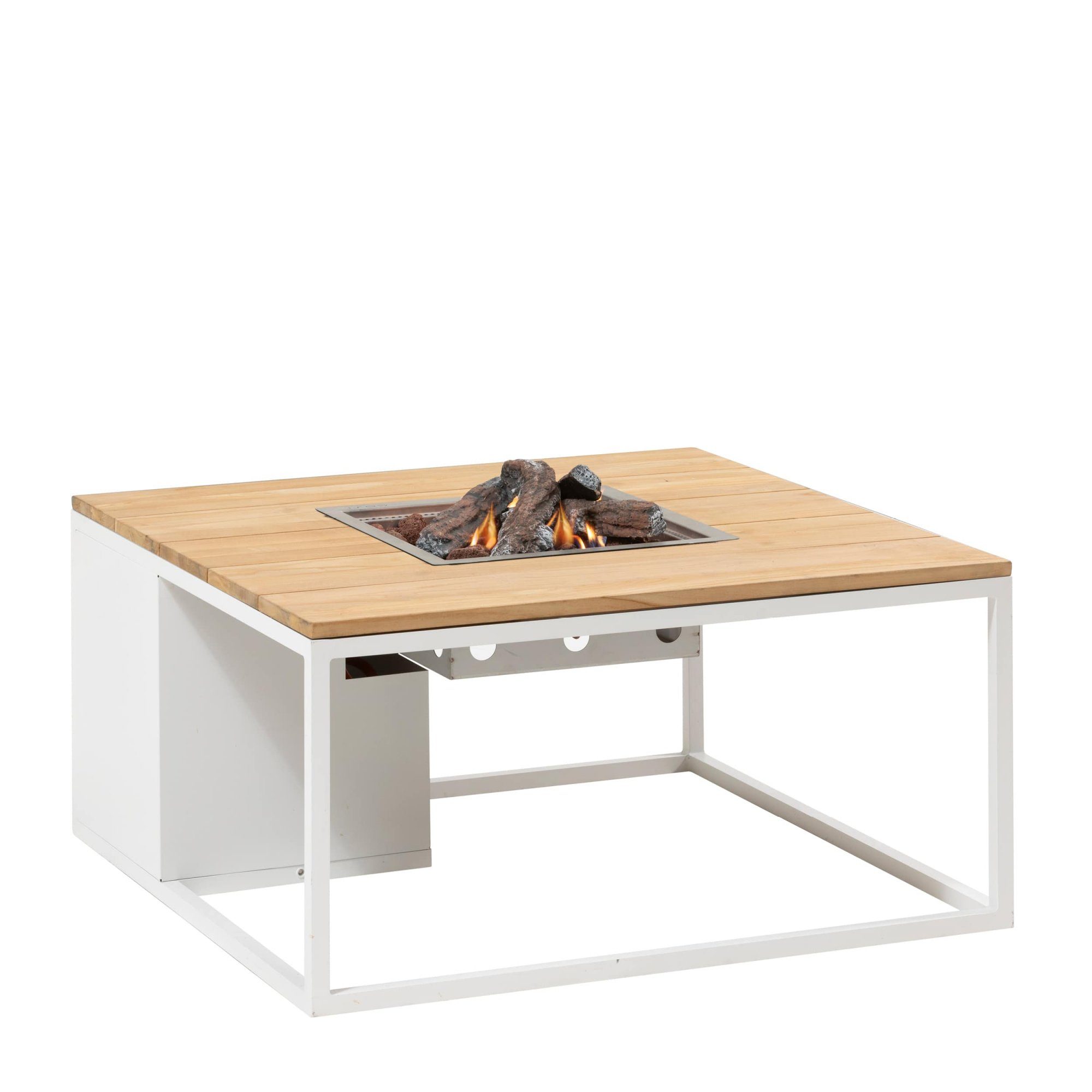 COSI Feuertisch Cosiloft 100 weiß/Teak, Loungetisch, Gartentisch, Feuerstelle