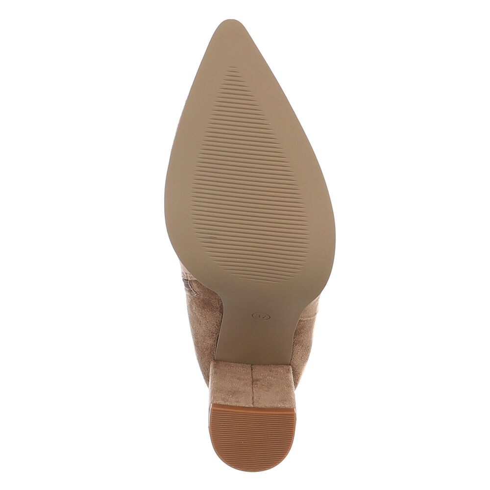 Ital-Design Damen Stiefelette mit Blockabsatz und Riemendetail High-Heel-Stiefelette (92269162) Blockabsatz Stiefeletten in Hellbraun