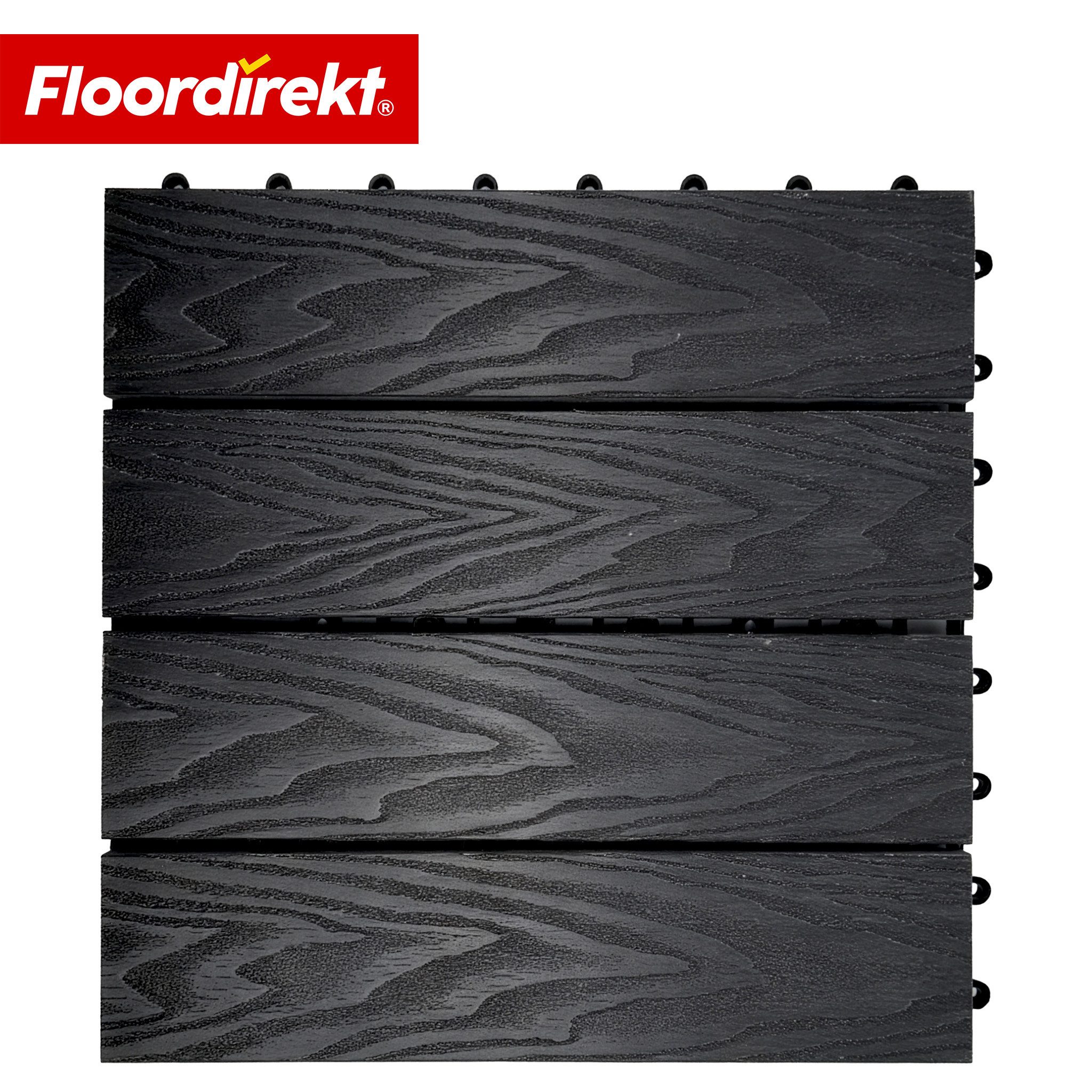 Floordirekt WPC-Fliesen Terrassenfliesen Noble 3D Klickfliesen 30x30 cm Balkon wetterfest, 1 St., Balkon, Terrasse, Garten, Poolumrandung, Wintergarten, Witterungsbeständig, formstabil, UV-resistent
