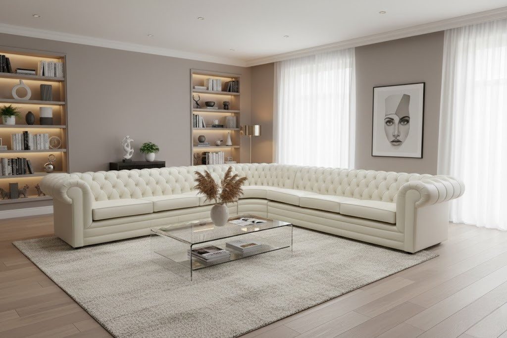 JVmoebel Chesterfield-Sofa Elegantes Ledersofa im Chesterfield-Stil mit individueller Gestaltung, Made in Europa