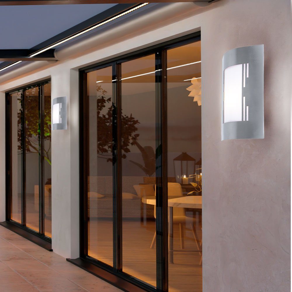 etc-shop Außen-Wandleuchte, Hauswandleuchte Leuchtmittel Außen inklusive, Eingangsleuchte Edelstahl Warmweiß, Wandleuchte Wandlampe