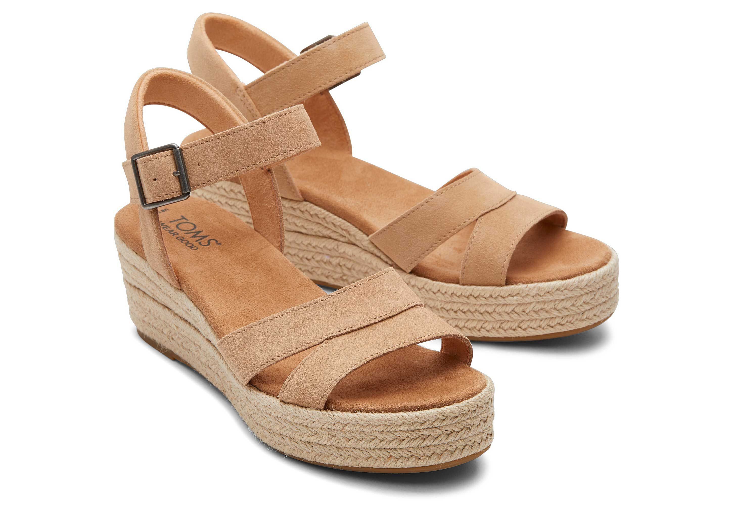 TOMS Audrey Toffee Suede Keilabsatz-Sandale Keilsandalette