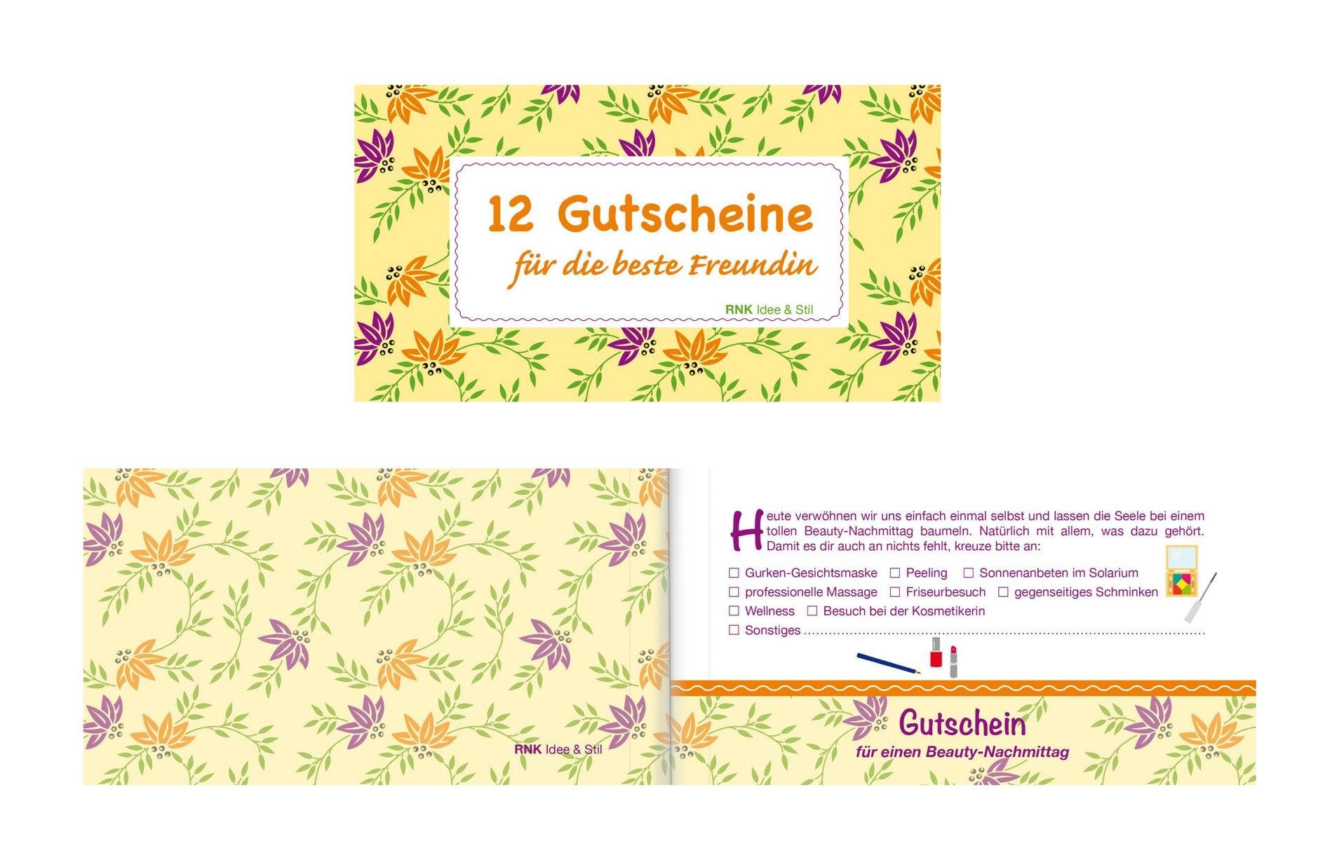 RNK Verlag Notizheft Gutscheinheft / "12 Gutscheine für die beste Freundin"