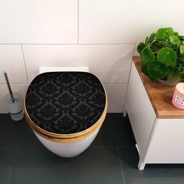 banjado WC-Sitz Bambus Motiv Black Deluxe (umweltfreundliches Material, Edelstahl Scharniere), 44 x 38 x 5 cm