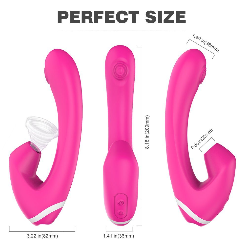 S-Hand Vibrator Vibratoren mit Saugfunktion Klitoris und G Punkt Stimulation, (Packung, 2-tlg), 9 Vibratioonsmodi, 9 saugfunktion