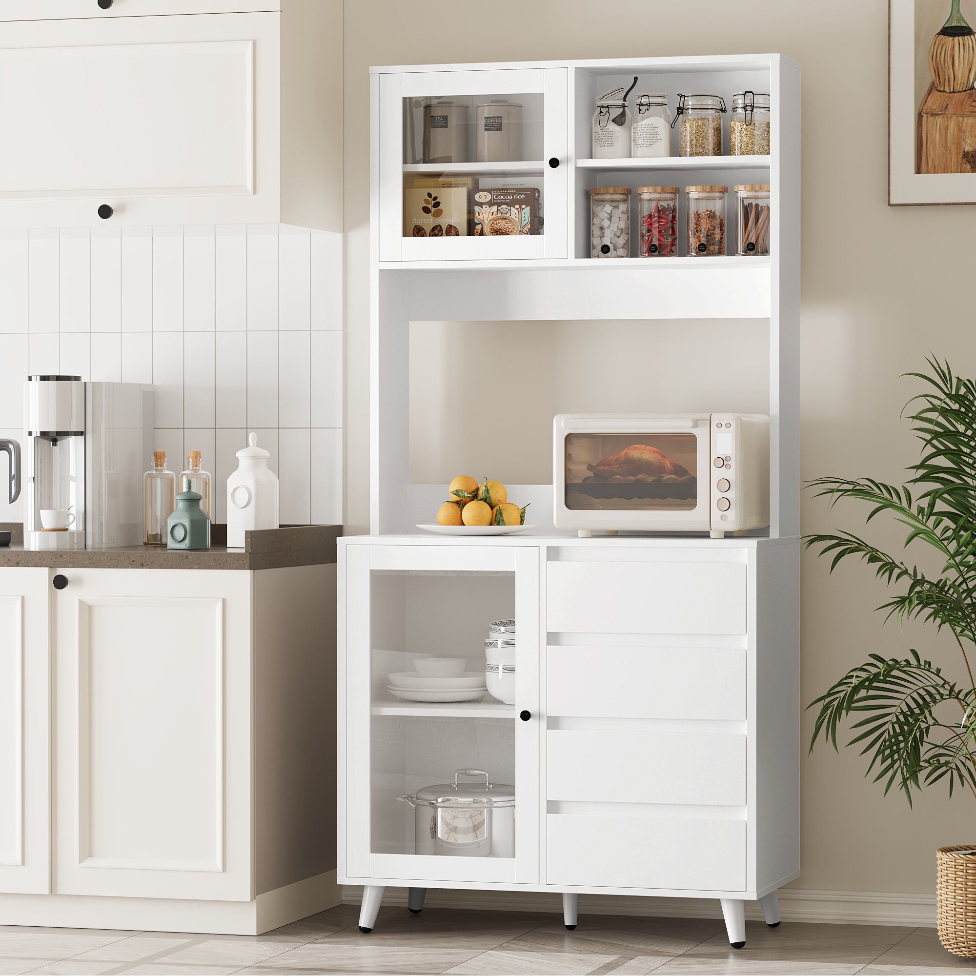 Homfa Küchenbuffet Küchenschrank Buffetschrank Hochschrank mit günstig online kaufen