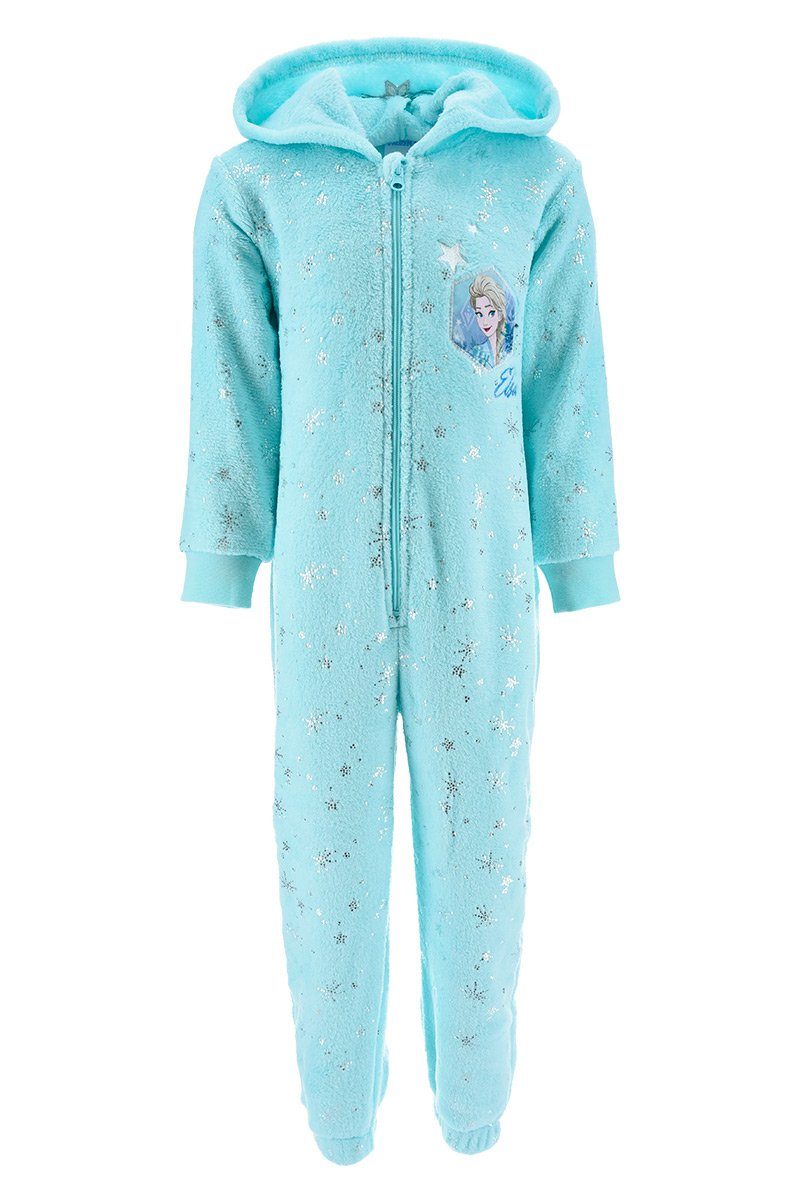 Schlaf Nachtwäsche langarm Schlafanzug Elsa Overall Blau Disney Frozen Pyjama