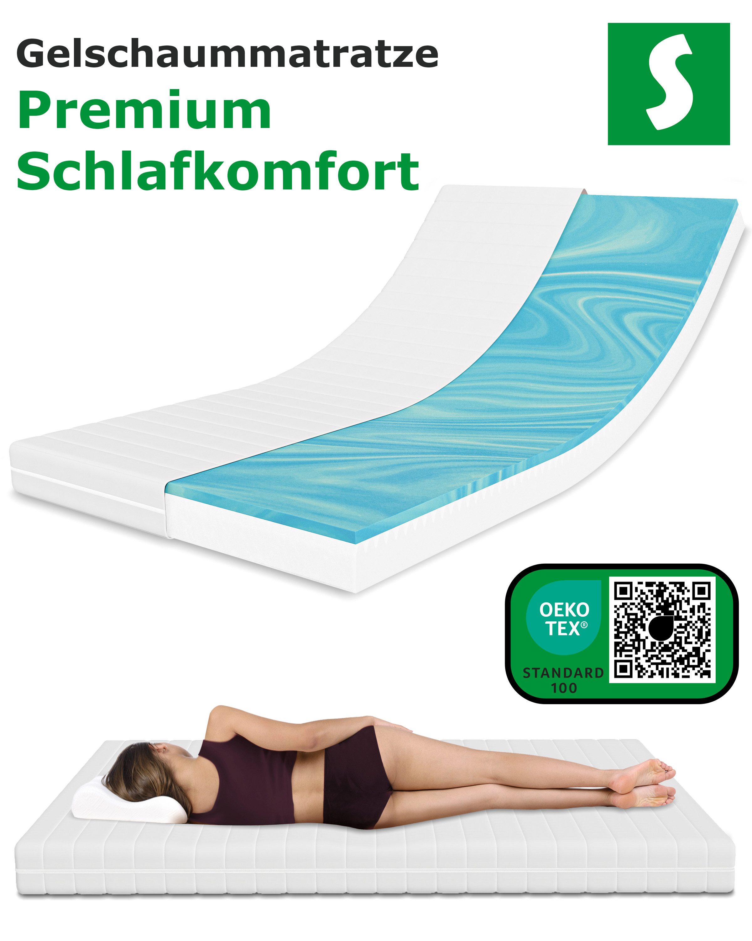 Gelschaummatratze H2 & H3, atmungsaktiv, waschbarer günstig online kaufen