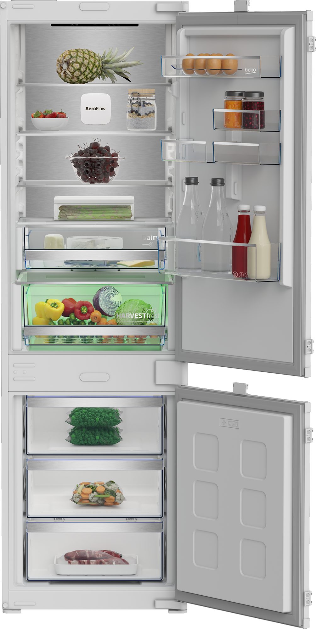 BEKO Einbaukühlgefrierkombination B7BCNA295HS2, 177,5 cm hoch, 57,5 cm breit, AeroFlow – für deutlich länger frische Lebensmittel