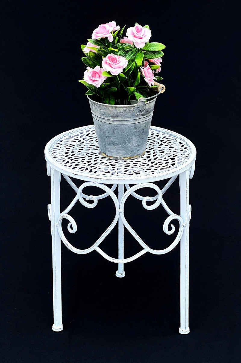 DanDiBo Blumenhocker »Weiß Metall Rund Ø 30 cm Blumenständer 96133 L Beistelltisch Blumensäule Modern Pflanzenständer Pflanzenhocker«, Hocker Vintage