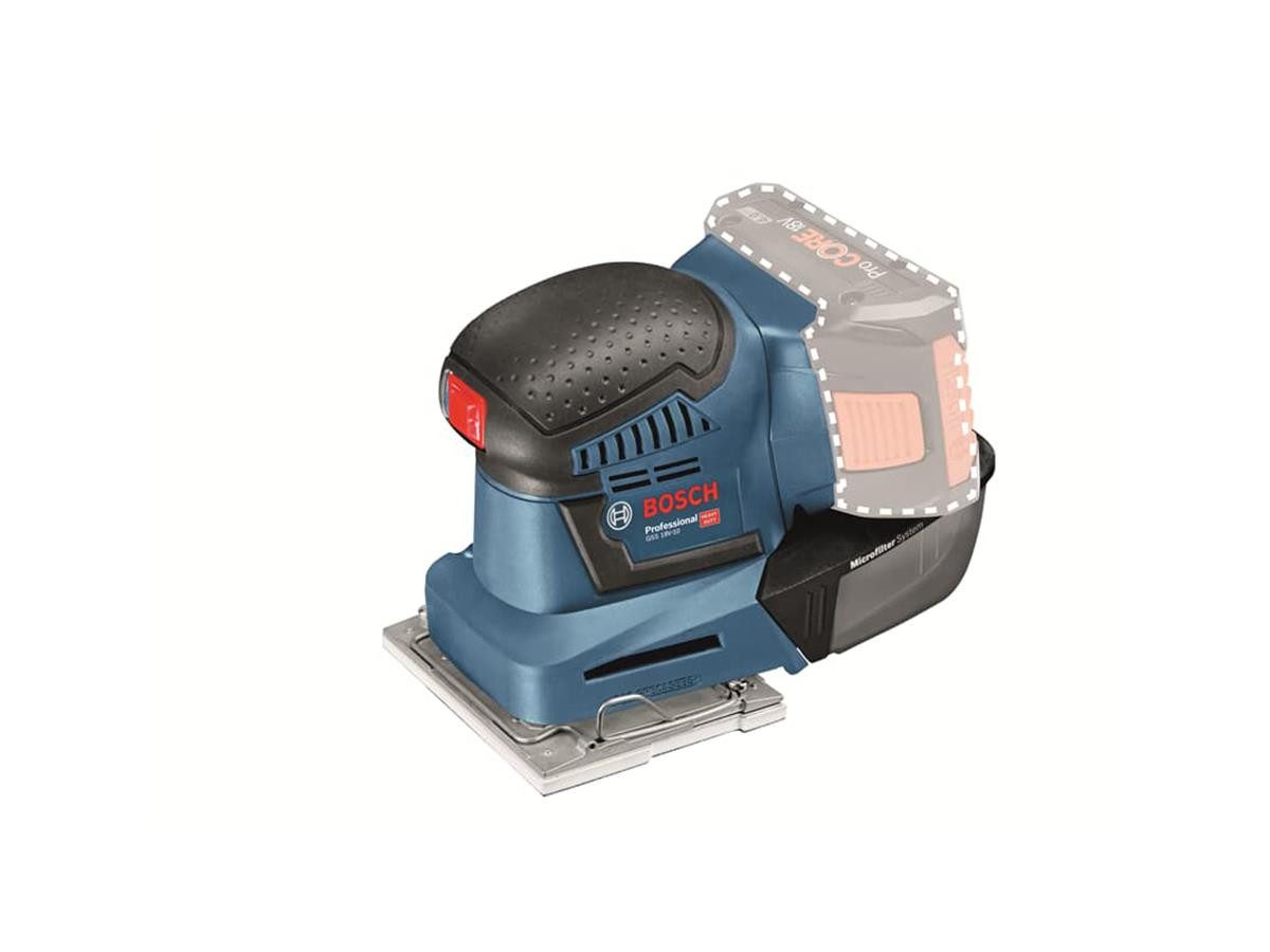 BOSCH Akku-Schwingschleifer GSS 18 V-10, (Solo-Version / Basisgerät mit Zubehör)