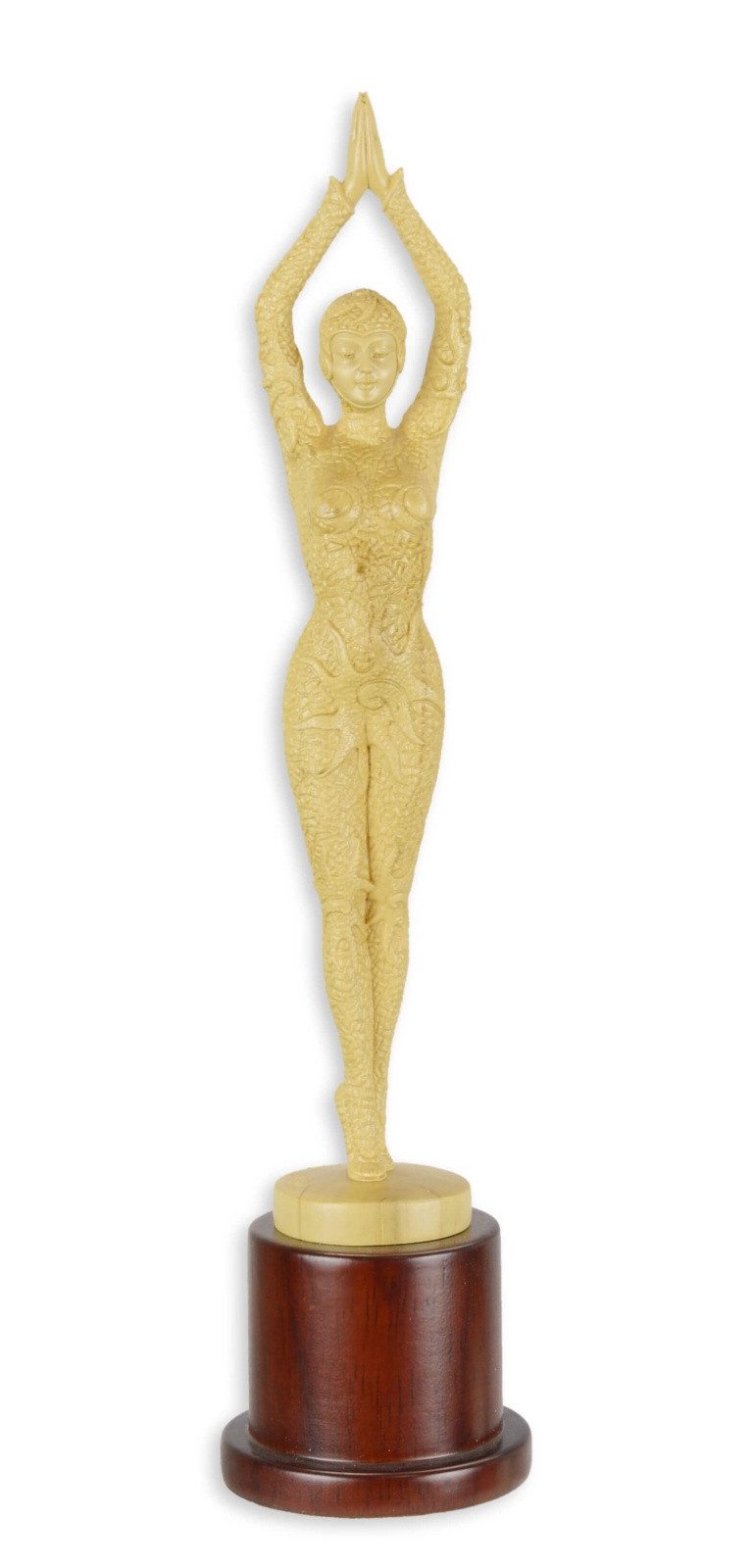 Aubaho Dekoobjekt Holzskulptur Frau Replikat Retro