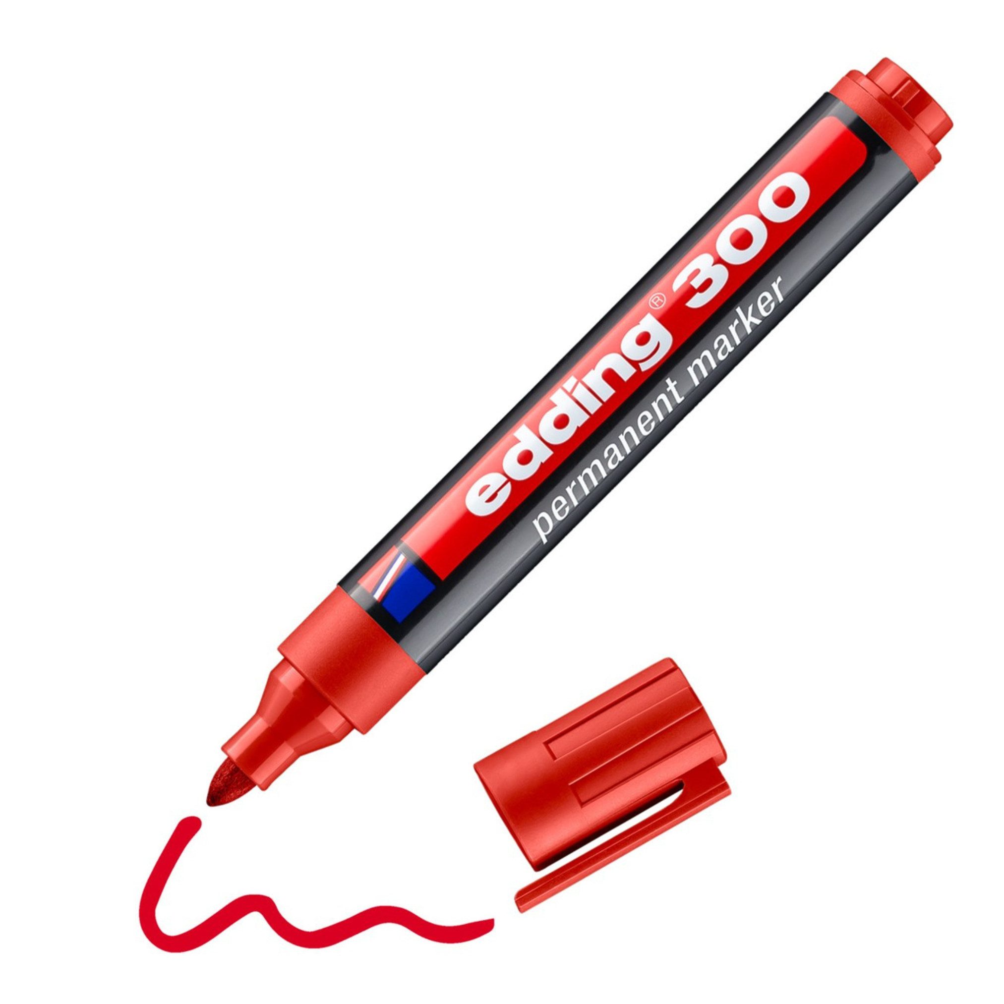 edding Permanentmarker Permanentmarker 300, Rundspitze, 1,5 - 3 mm, rot EDDING 4-300003, (3-tlg)
