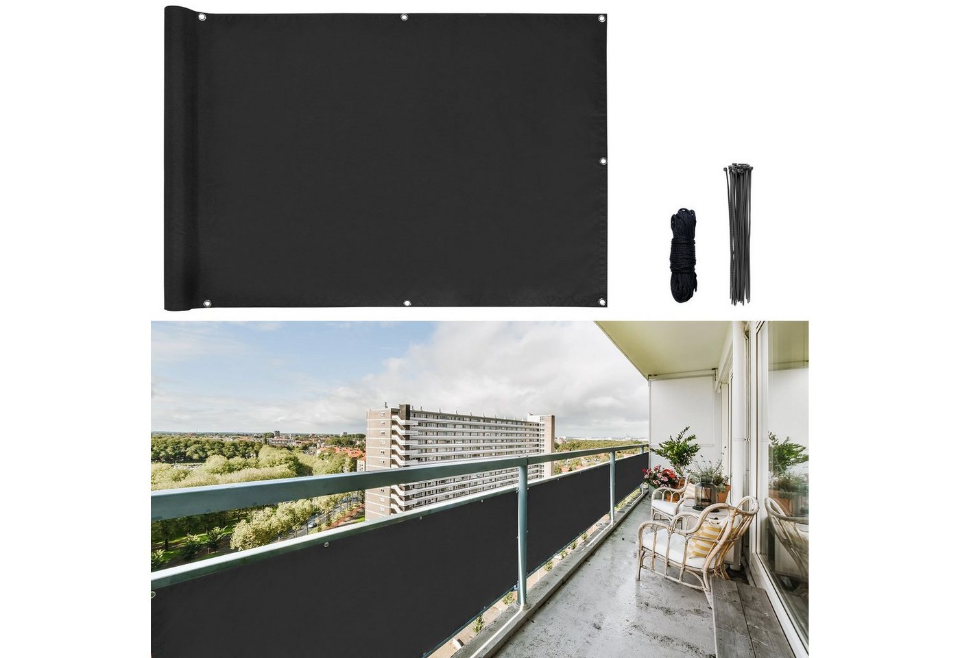 CCLIFE Balkonsichtschutz Balkon Sichtschutz Terrassen Sichtschutz Garten ohne bohren schwarz Rabatt: 47 %