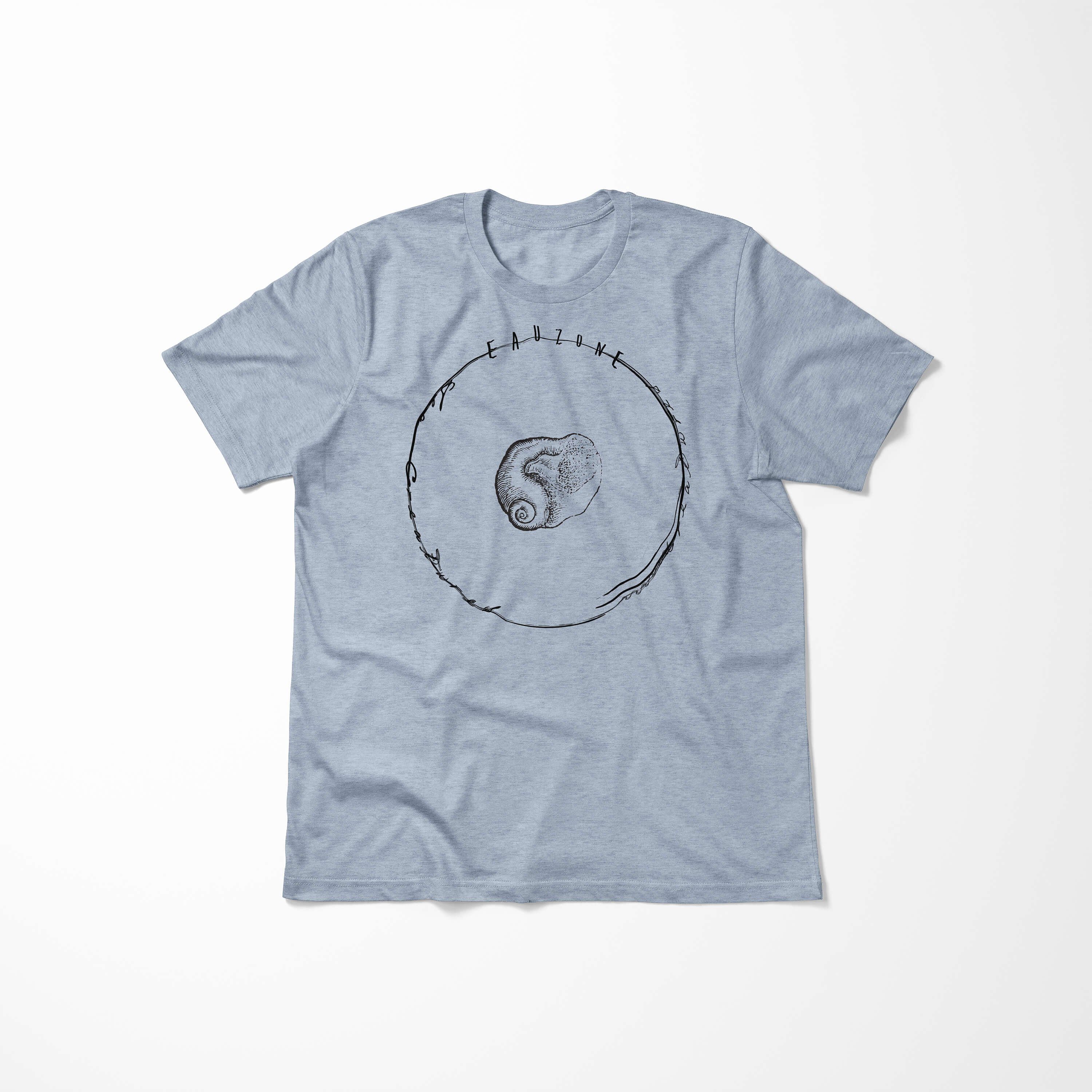 003 Fische Sea Struktur feine T-Shirt / Schnitt Stonewash Serie: sportlicher T-Shirt Sea Creatures, Denim und Sinus Art - Tiefsee