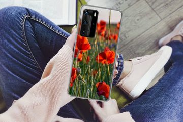 MuchoWow Handyhülle Blumen - Mohnblumen - Natur - Rot, Handyhülle Huawei P40 Pro, Handy Case, Silikon, Bumper Case