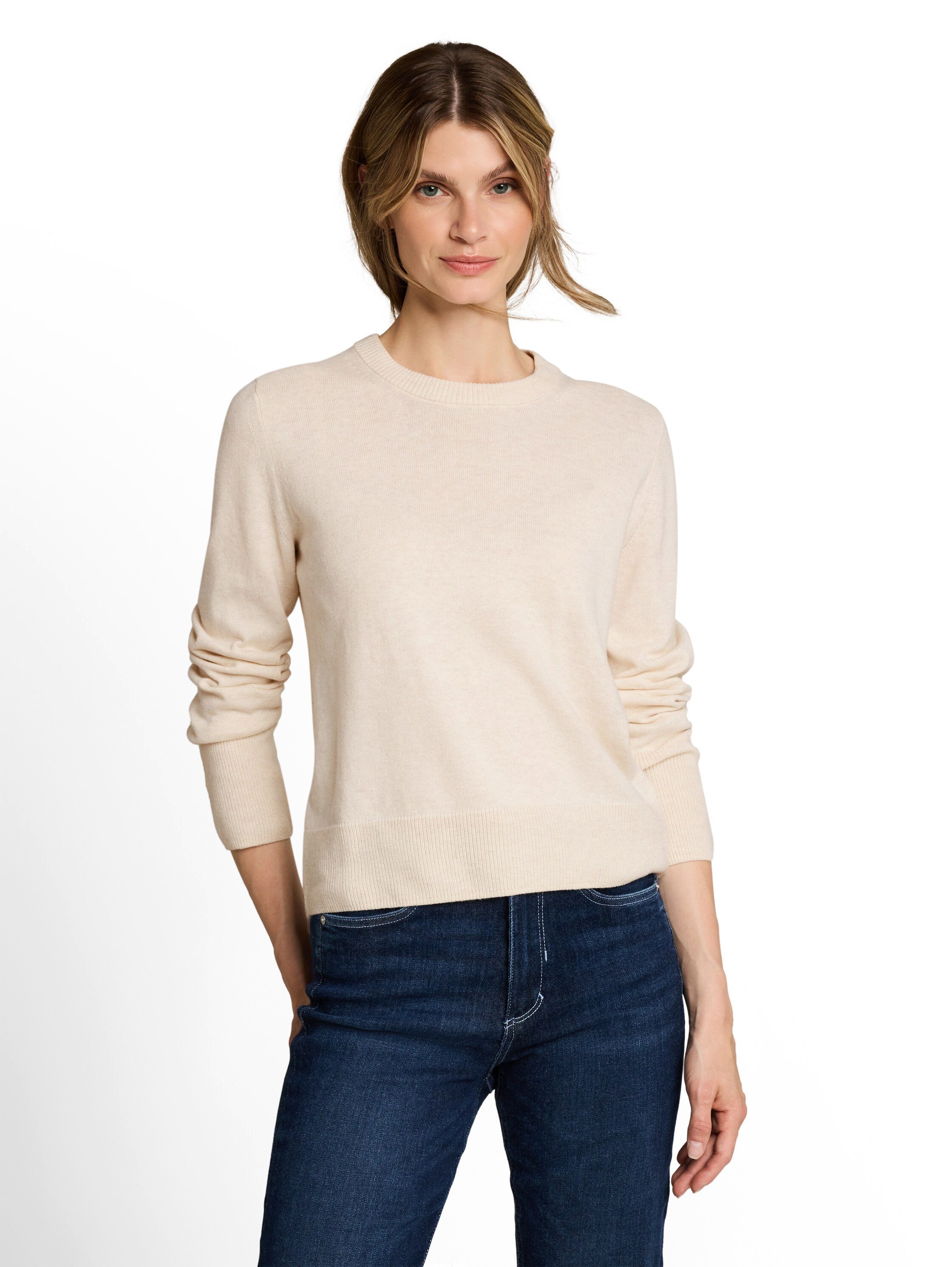 TOM TAILOR Strickpullover Regular Rundhals / breite Flachstrickbündchen / mit Kaschmir