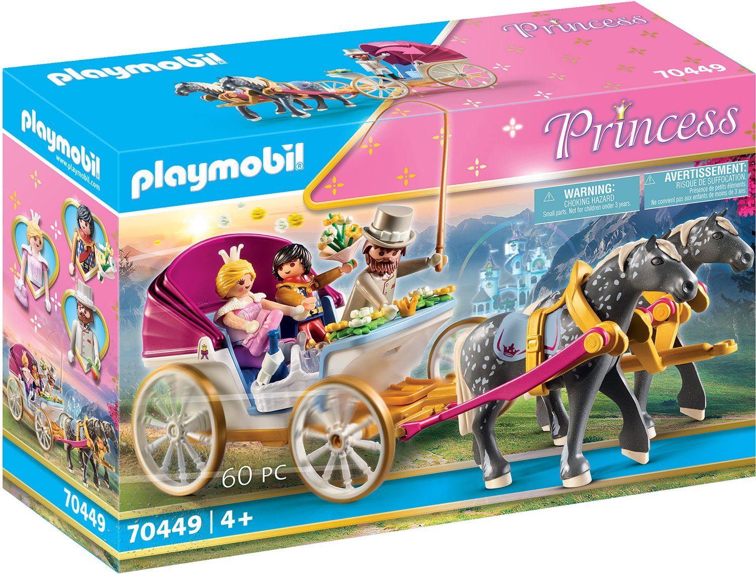 (60 St), Germany Konstruktions-Spielset (70449), Made Playmobil® Romantische Princess, Pferdekutsche in