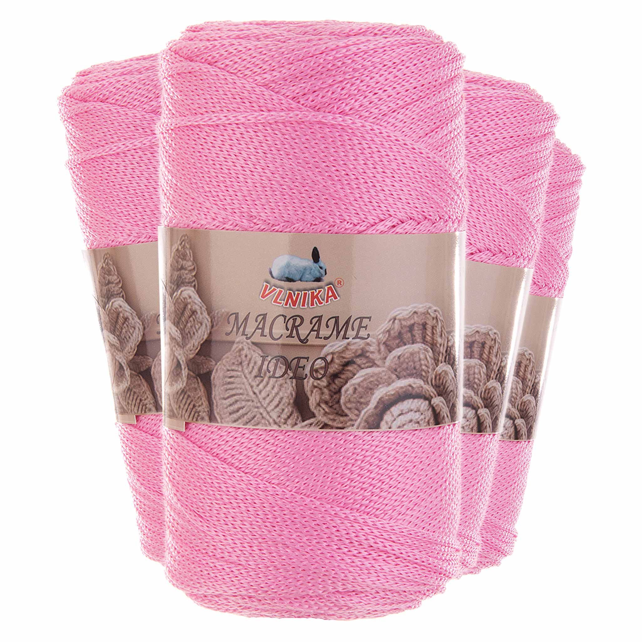 maDDma 4 x 250g Strickgarn Macrame Ideo Unifarben Häkelgarn Flechtgarn Häkelwolle, 1000 m (Sparpaket (4 Knäuel je 250g), rosa