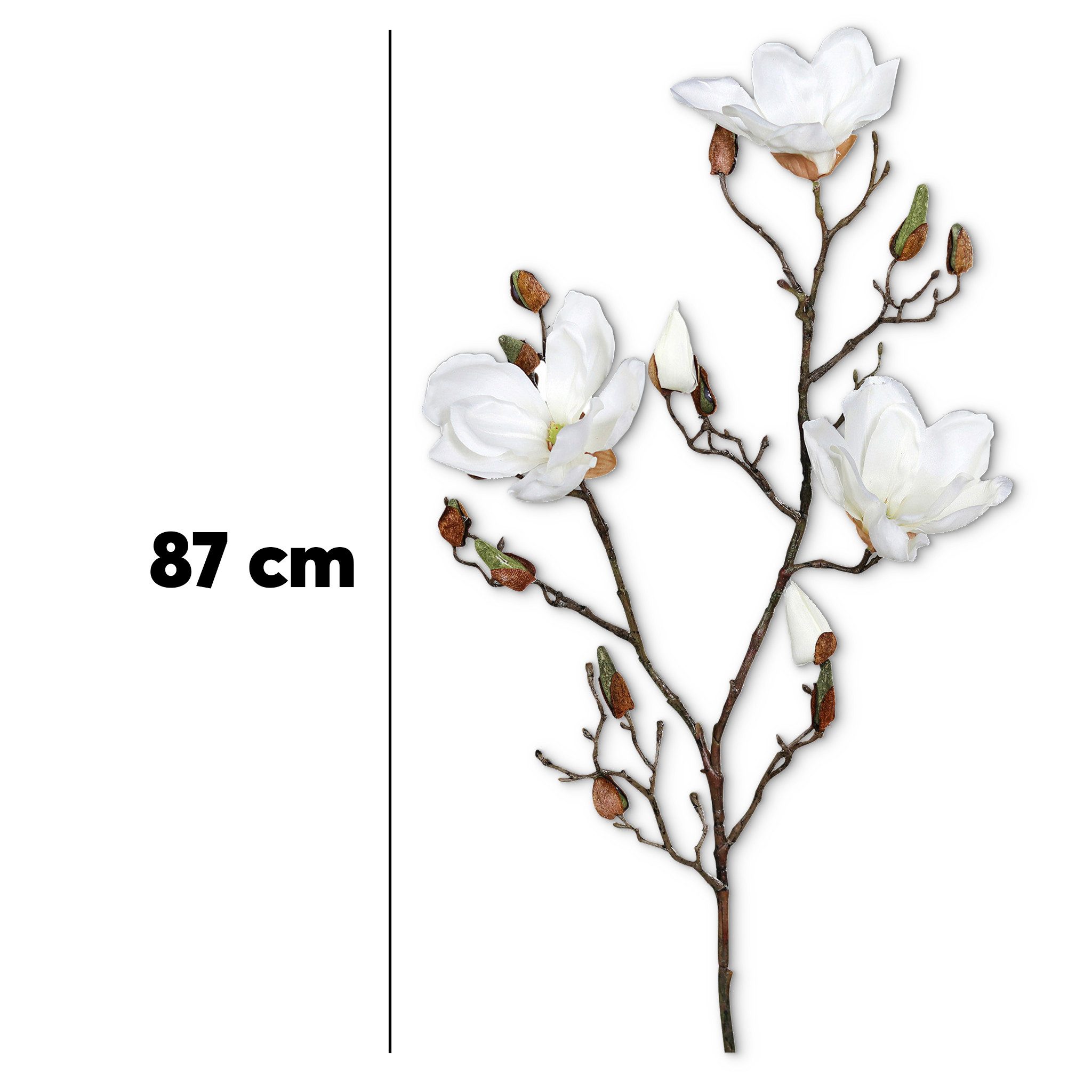 Kunstblume Magnolien-Zweig Kunstblume 87 cm creme-weiß Dekozweig Magnolienz günstig online kaufen