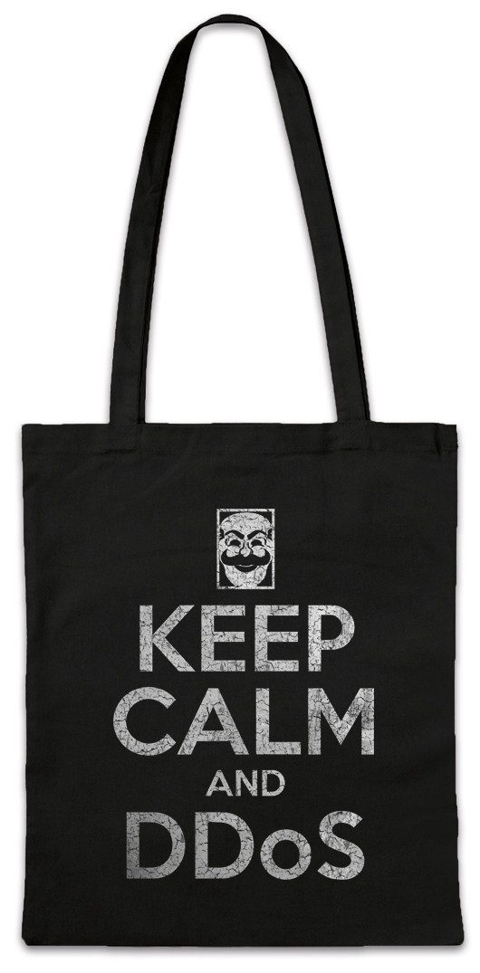 Beuteltasche Keep Calm And Ddos Stofftasche IT Informatik Informatiker PC Science