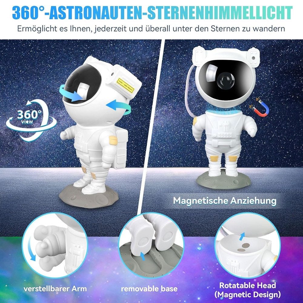 2Pace Projektionslampe 2Pace® Astronauten-Projektor Nachtlicht mit Sternenhimmel, LED fest integriert – Bild 5 von 5