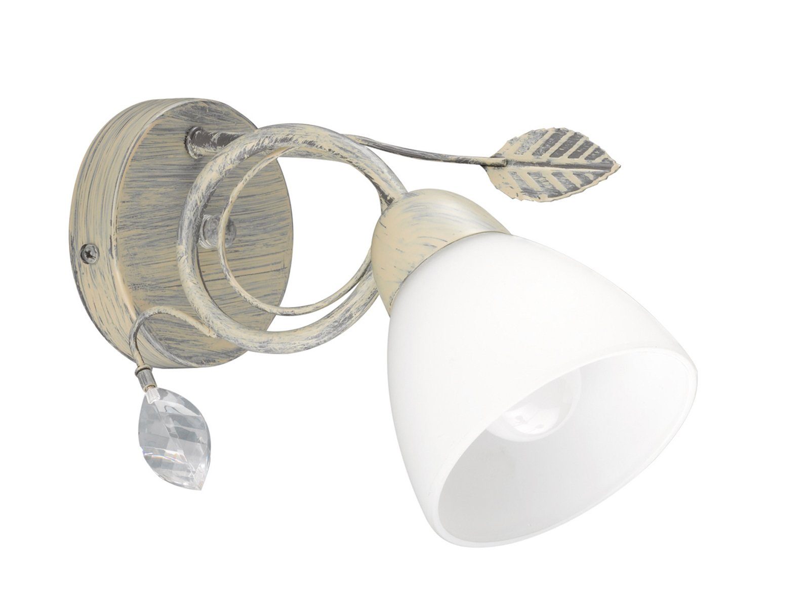meineWunschleuchte LED Wandleuchte, LED wechselbar, Warmweiß, innen Florentiner Lampe Landhausstil Lampenschirm Milch-Glas, H 21,5cm Grau