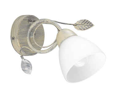 meineWunschleuchte LED Wandleuchte, LED wechselbar, Warmweiß, innen Florentiner Lampe Landhausstil Lampenschirm Milch-Glas, H 21,5cm