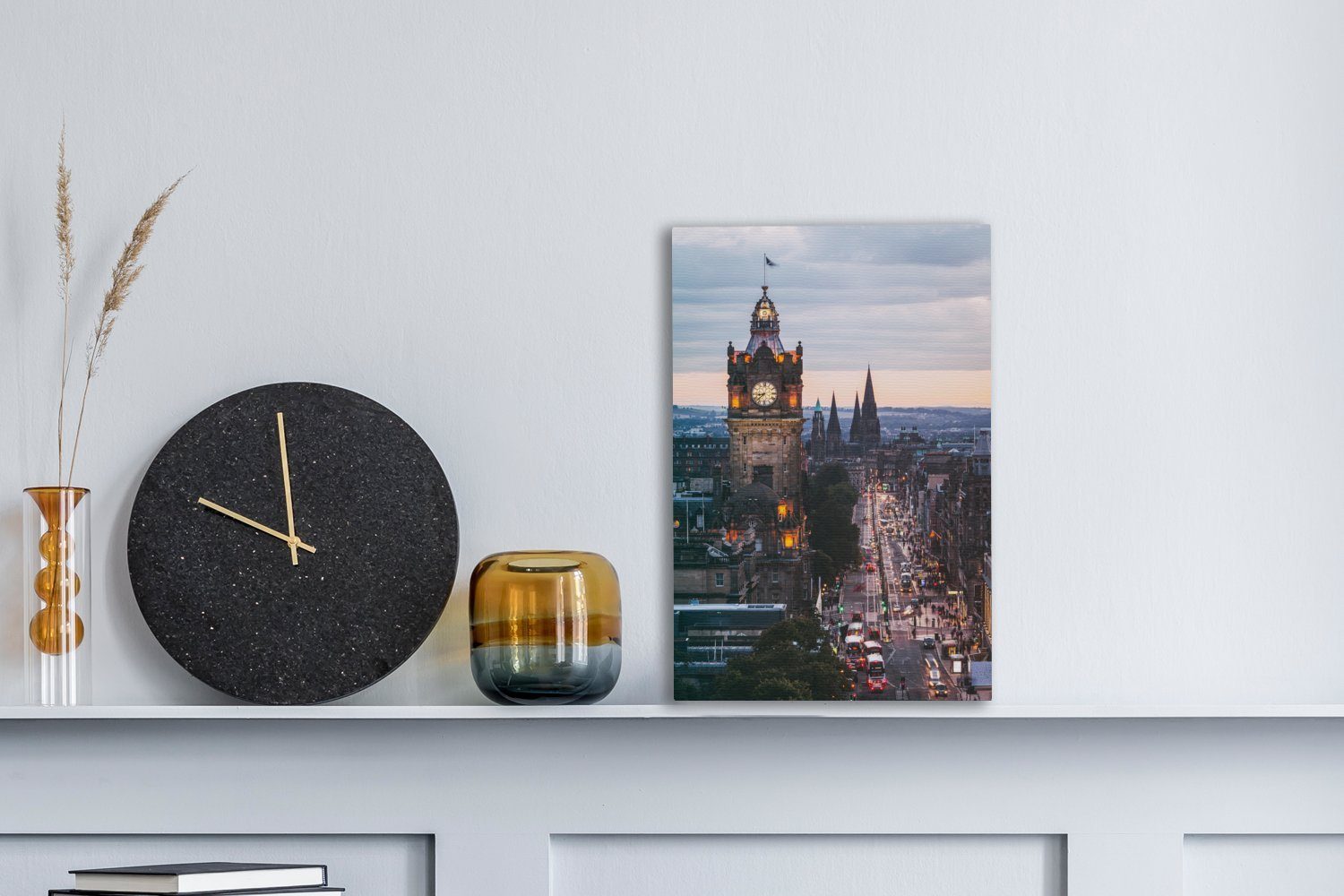 OneMillionCanvasses® Leinwandbild Uhr - Luft (1 cm 20x30 - Verkehr bespannt Zackenaufhänger, inkl. St), Gemälde, Leinwandbild fertig Edinburgh, 