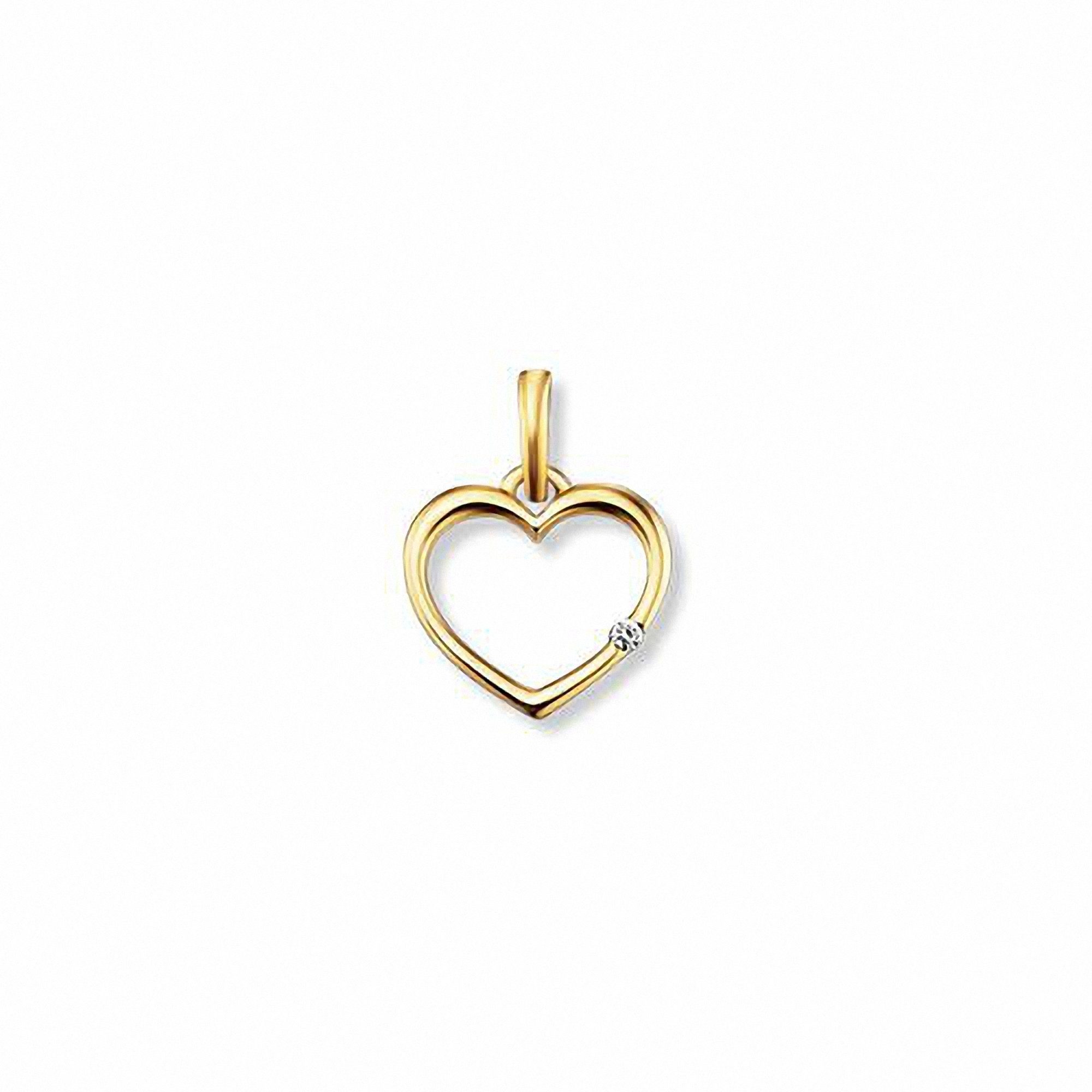 ONE ELEMENT Kettenanhänger 0.01 ct Diamant Brillant Herz Anhänger aus 585 Gelbgold, Damen Gold Schmuck Herz