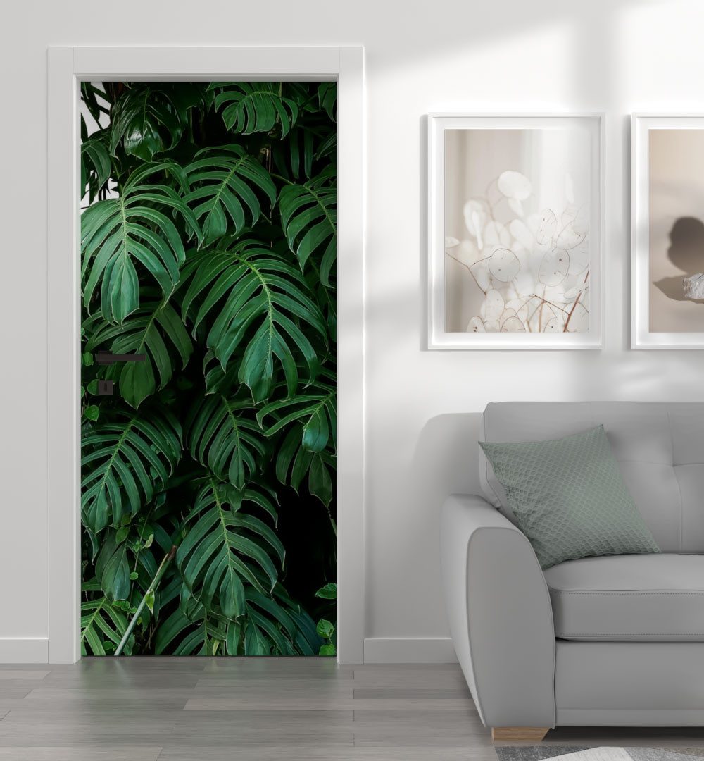 MyMaxxi Dekorationsfolie Türtapete Türposter Türfolie selbstklebend Grüne Blätter Türaufkleber, (Grüne Blätter, 1St.}, Klebefolie Tür aufgerollt), Selbstklebend