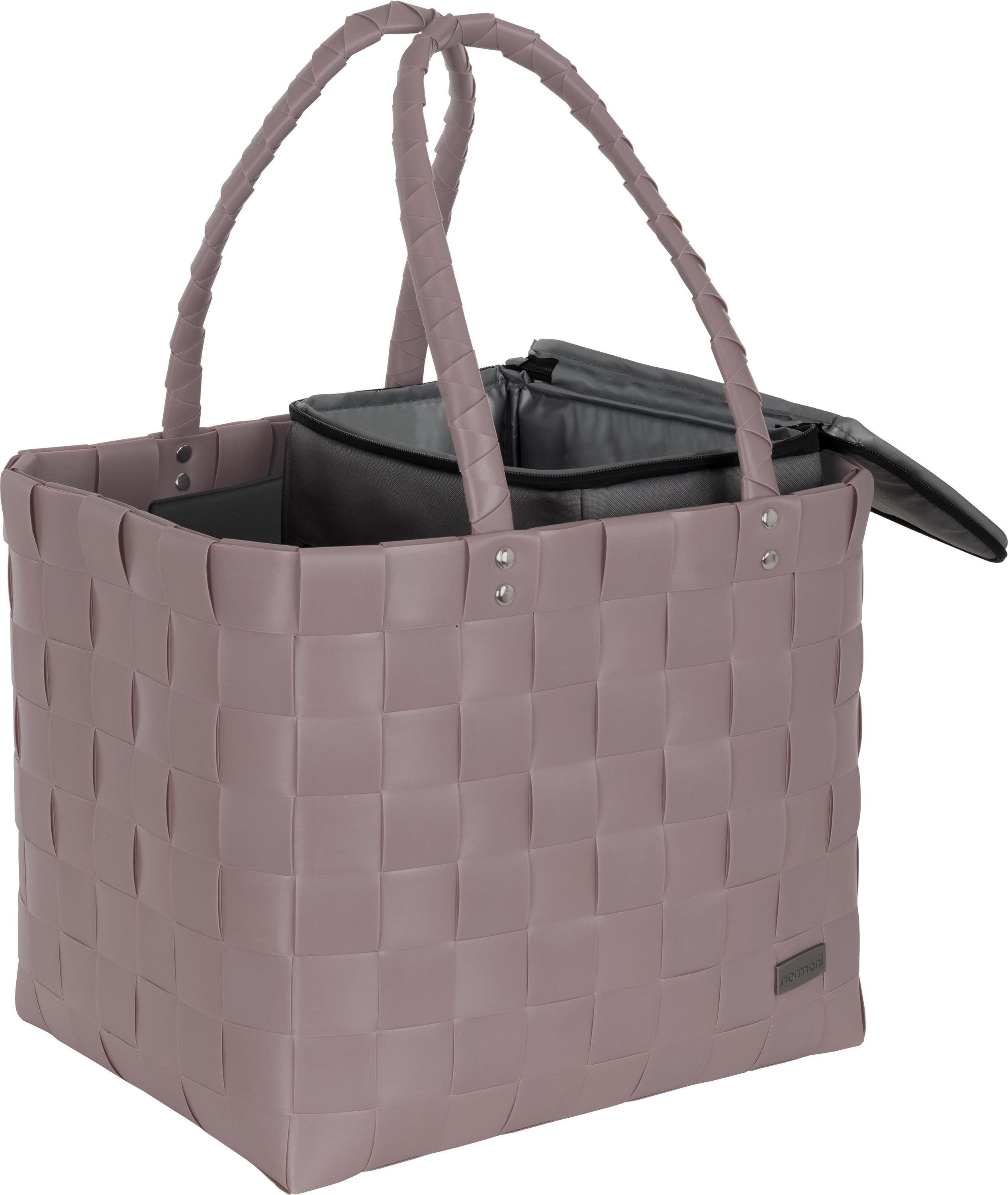 normani Einkaufskorb Flechtkorb mit kleiner Kühltasche, 20 l, Einkaufskorb mit kleinem Kühlkorb