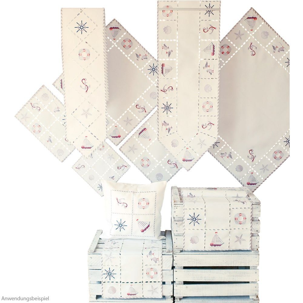 matches21 HOME & HOBBY Tischdecke Tischläufer maritime Motive wollweiß Stic günstig online kaufen