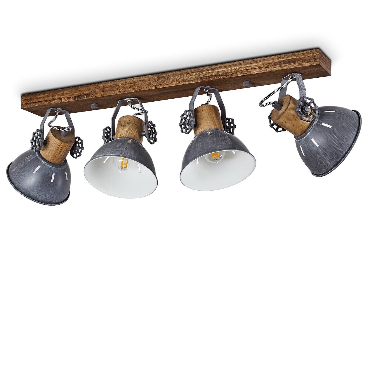hofstein Deckenleuchte »Cotes« Deckenlampe, Metall/Holz, Grau/Weiß/Dunkelbr günstig online kaufen