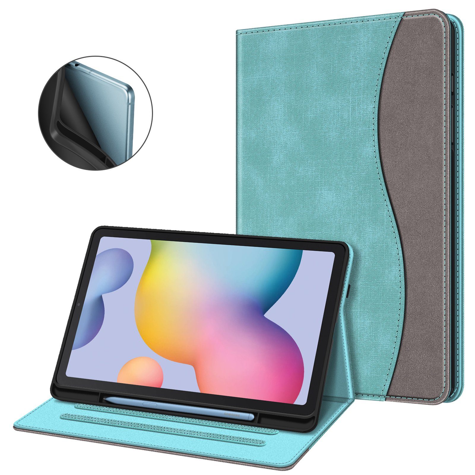 Fintie Tablet-Hülle für Samsung Galaxy Tab S6 Lite 10.4 2024/2022/2020, Soft TPU Rückseite, Schutzhülle mit S Pen Halter und Dokumentschlitze