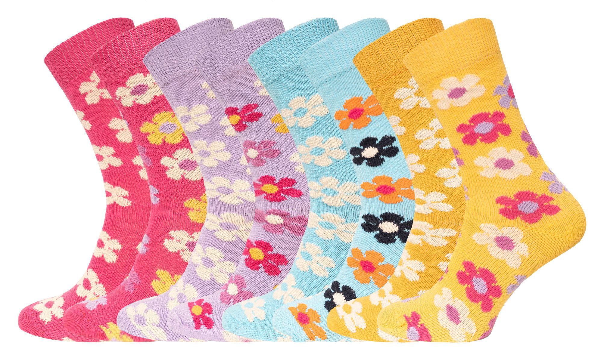 HomeOfSocks Socken Blumen Design Socke aus 90% Baumwolle Bunte Socken Blumen Muster aus 90% Baumwolle