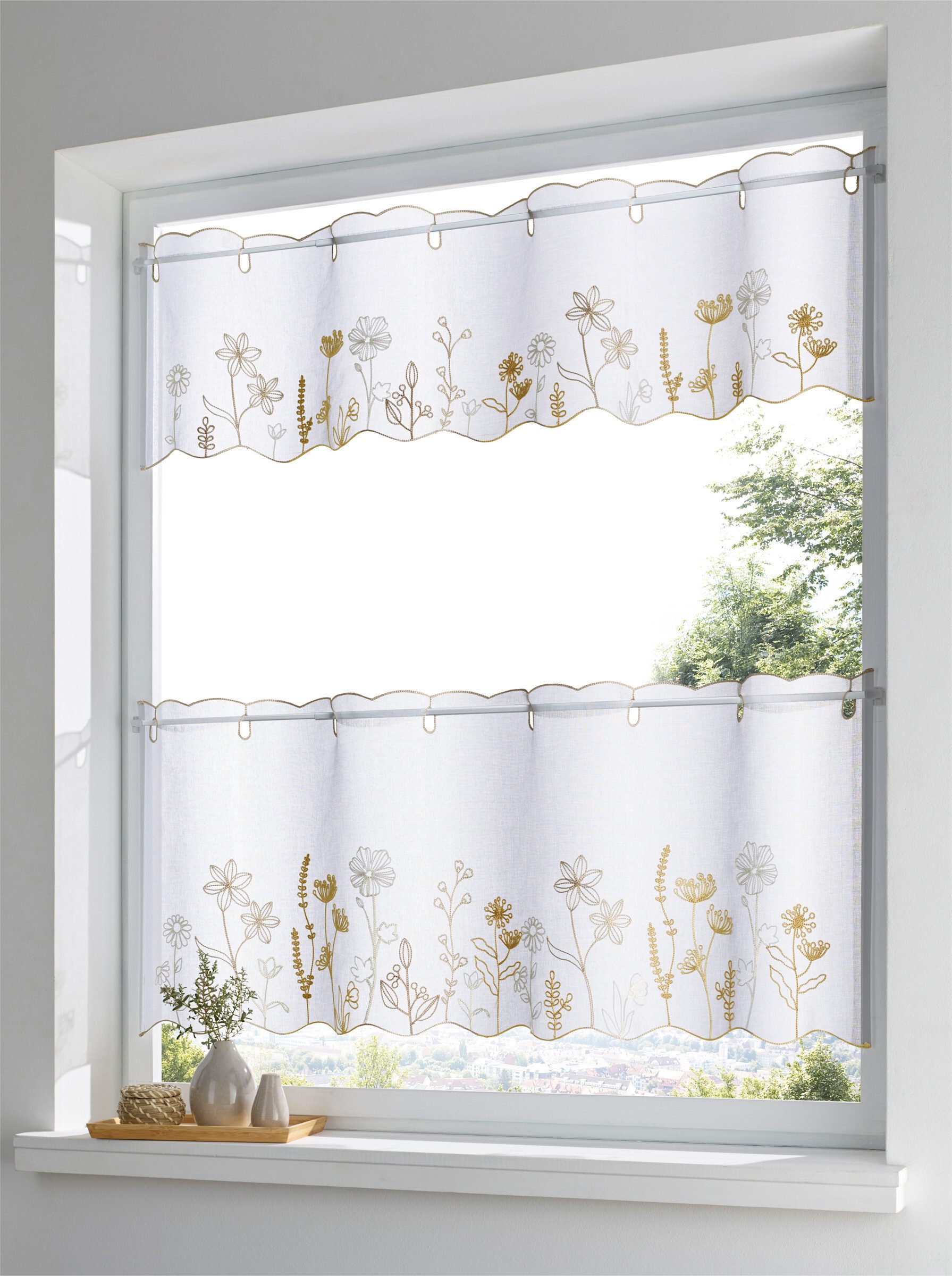 heine Gardine Scheibengardine (1 St), Stangendurchzug, halbtransparent, Kurzgardine