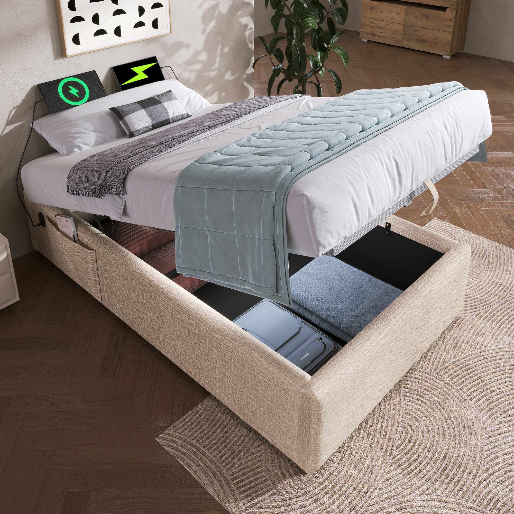 HAUSS SPOLE Polsterbett 90×190cm mit USB- günstig online kaufen