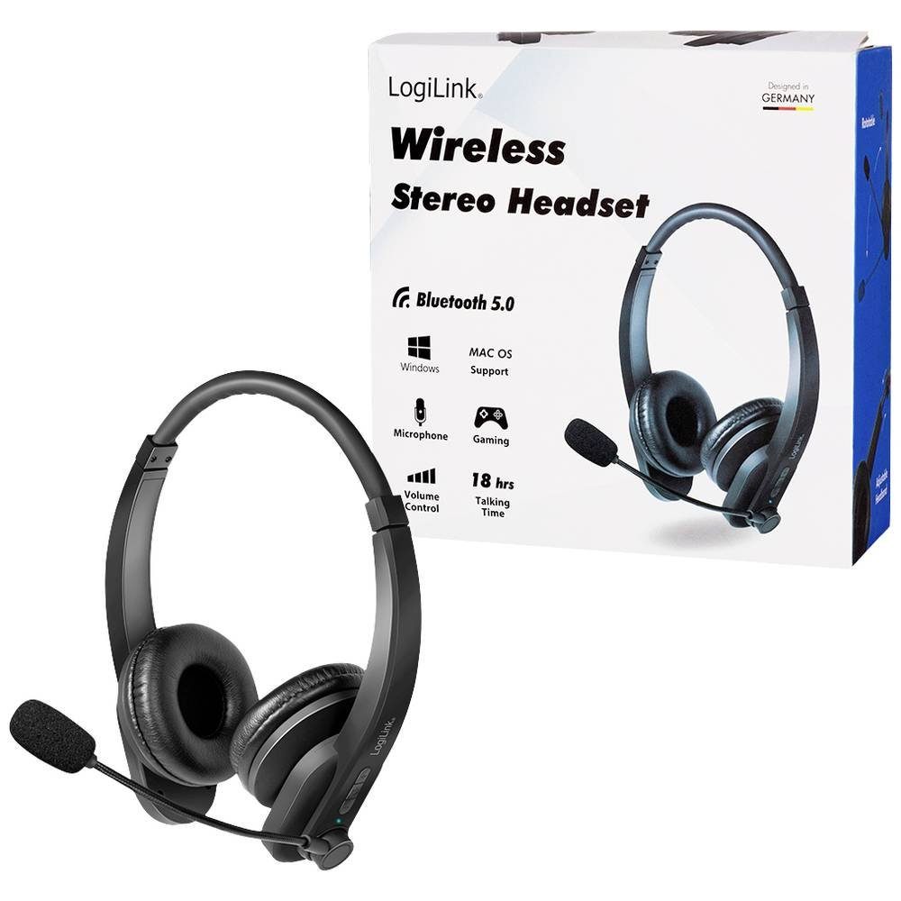 LogiLink Bluetooth Stereo Headset, Mikrofon BT0060 Kopfhörer