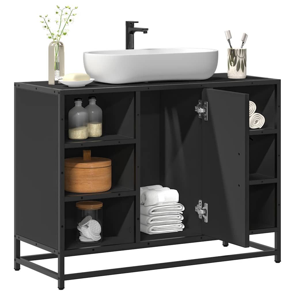 vidaXL Schrankmodule Waschbeckenunterschrank Schwarz 80x33x60 cm Holzwerkst günstig online kaufen