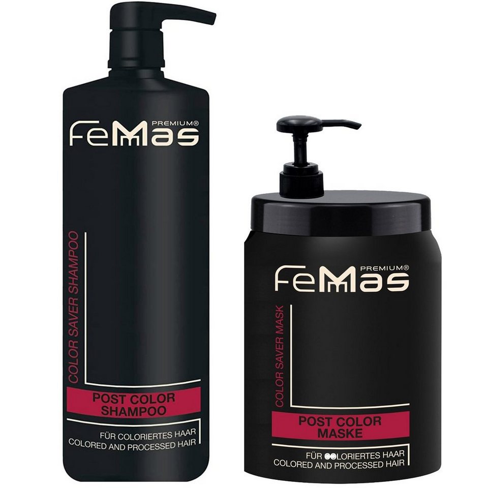 Femmas Premium Haarpflege-Set FemMas Color Saver Shampoo 1000ml + Post  Color Maske 1000ml,