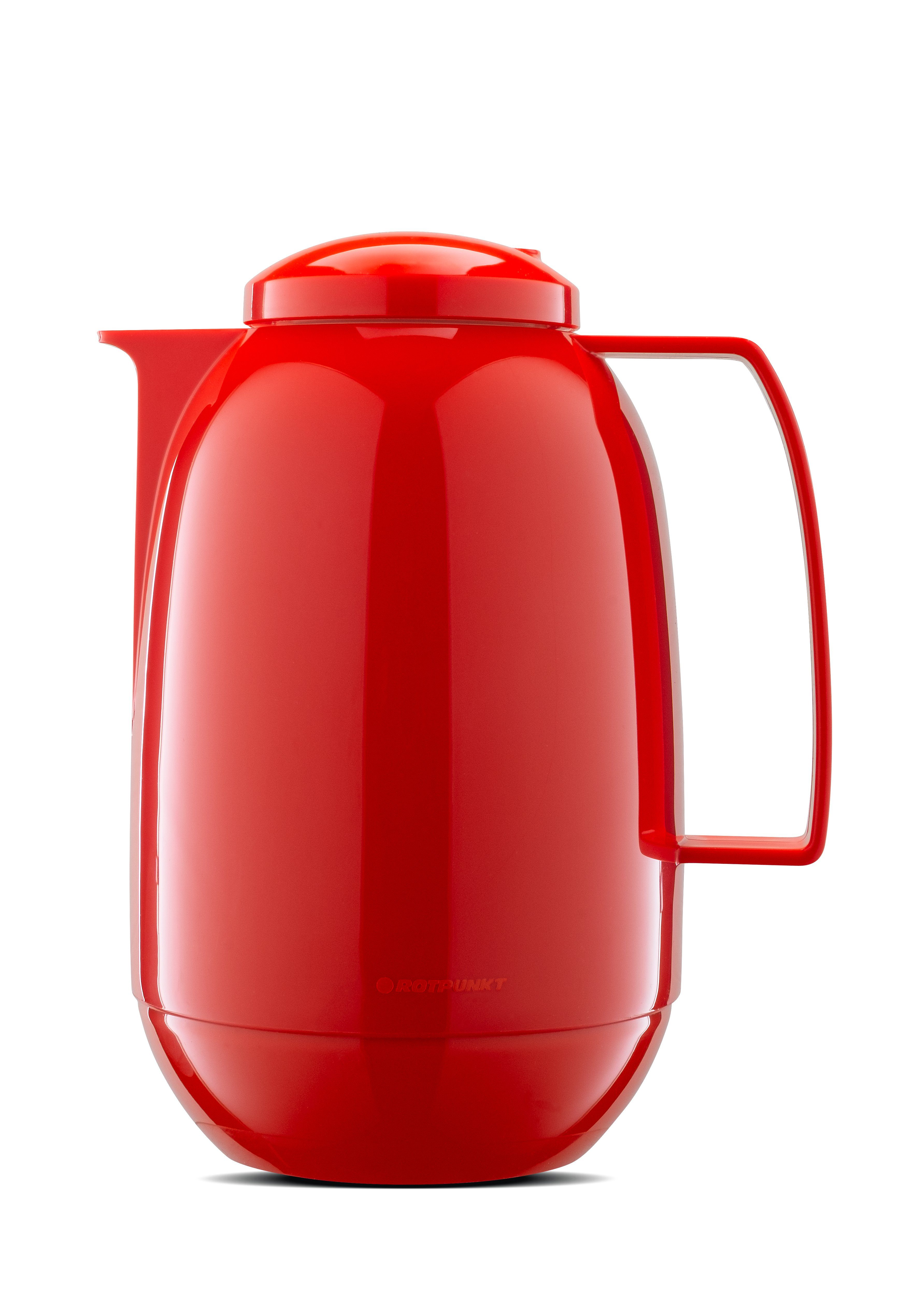 ROTPUNKT Isolierkanne hochwertige Isolierkanne 1,0 Liter I Glaseinsatz Ivoller Geschmack 660, 1 l, (crazy red), Glaskolben aus doppelwandigem Rosalin-Glas