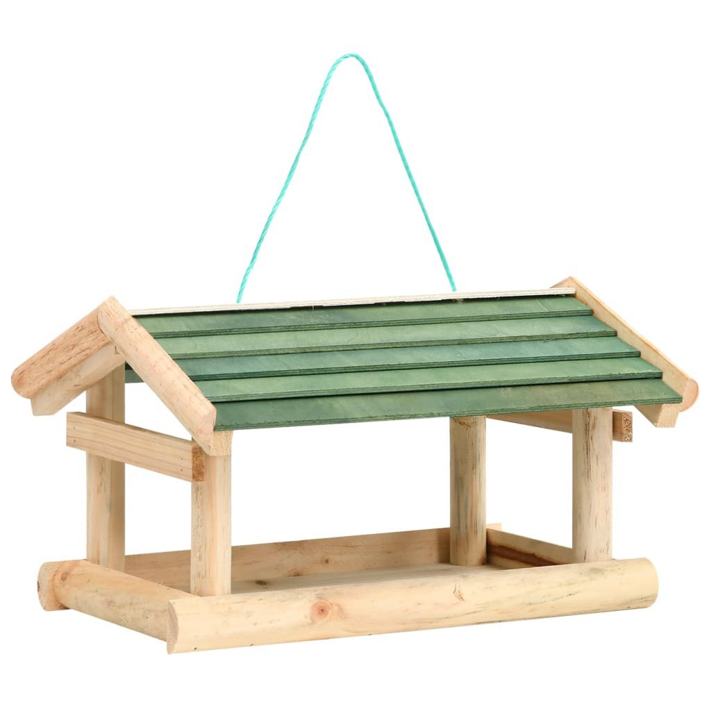 furnicato Vogelhaus Vogelfutterhaus aus massivem Holz 35 x 29,5 x 21 cm Naturholz, Witterungsbeständige Futterstation mit schützendem Dach für den Garten