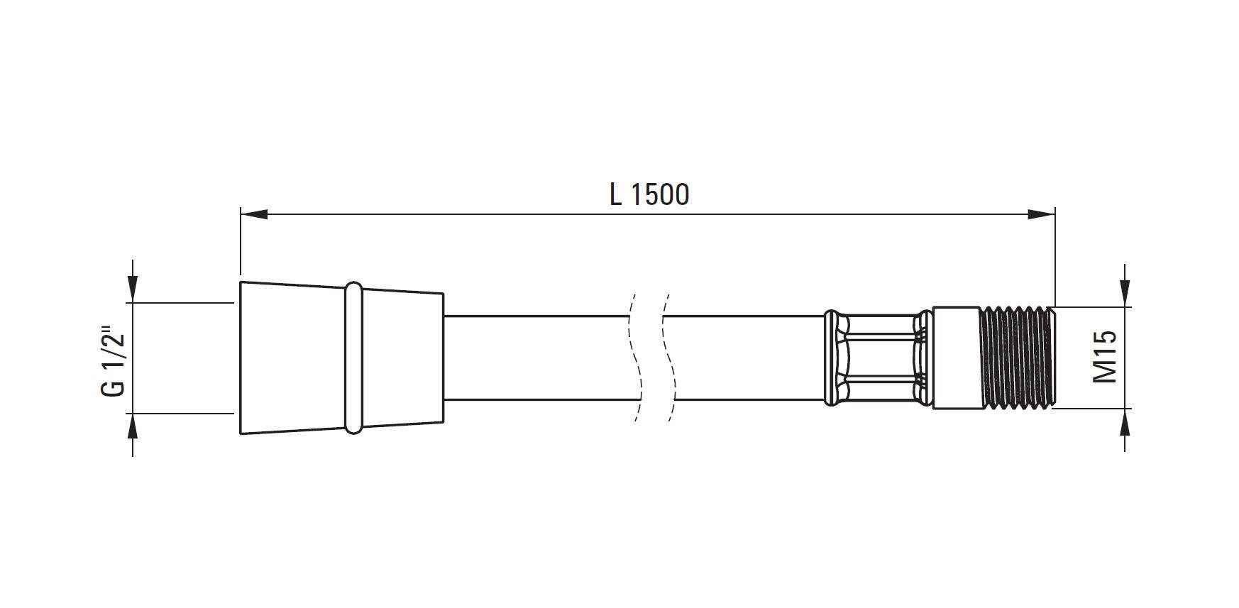 Spültischarmatur Brausekopf, 057V mit M15, 1500 Deante Edelstahlschlauch - für Armaturen herausziehbarem G1/2" mm lang ANW chrom,